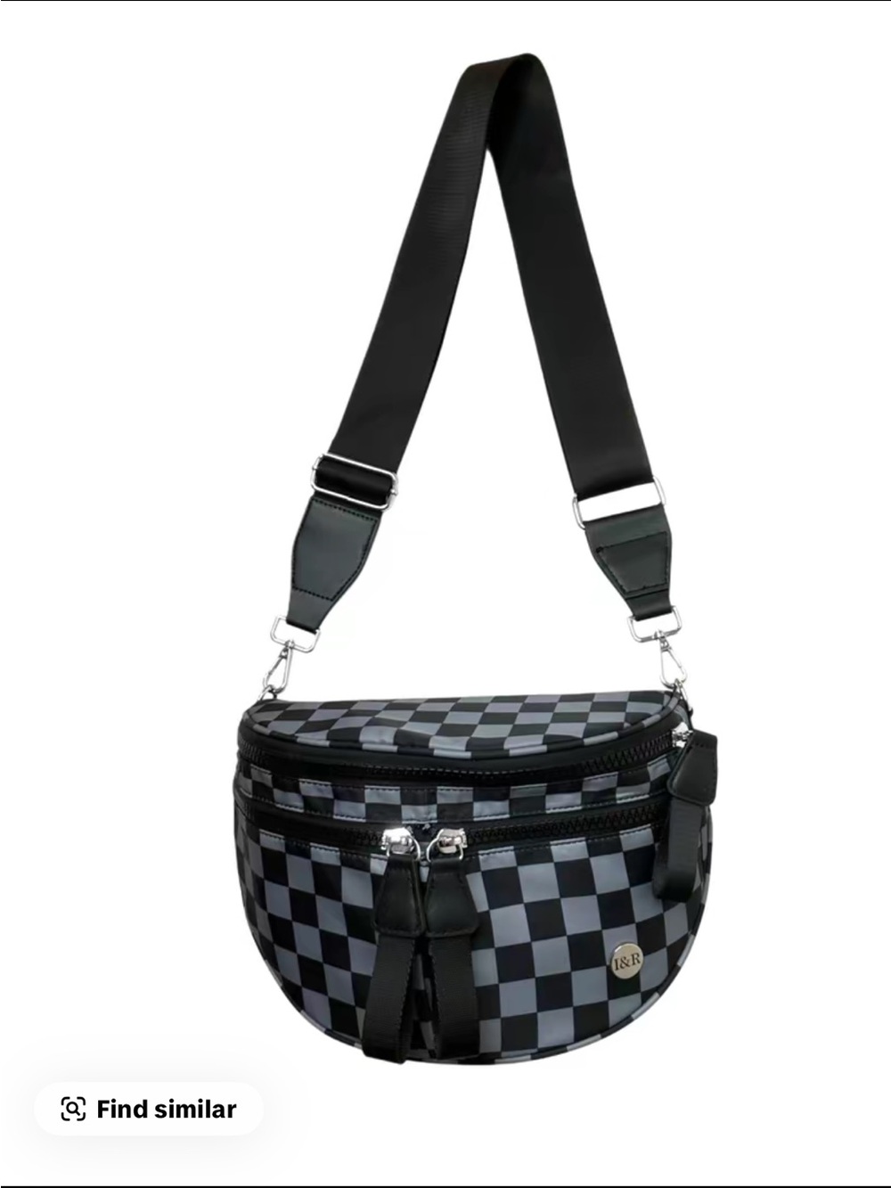 Checkerboard Crossbody Belt Bag in Black & Gray -Iris and rainbow